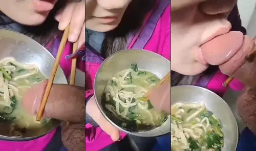 Phim sex Doggy - Em lạ lùng ăn mì gói mà lại lấy cặc anh chấm nước súp rồi ngậm mút đầy khoái cảm.